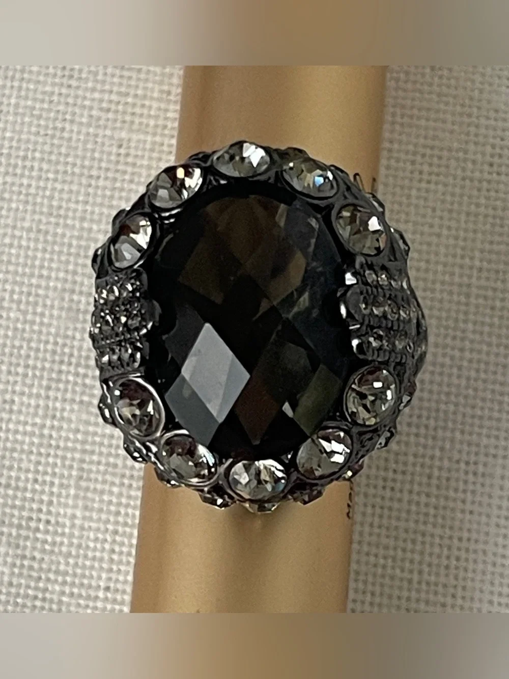 Bloomingdale’s Black Crystal Cocktail Ring - Women Jewelry NWO